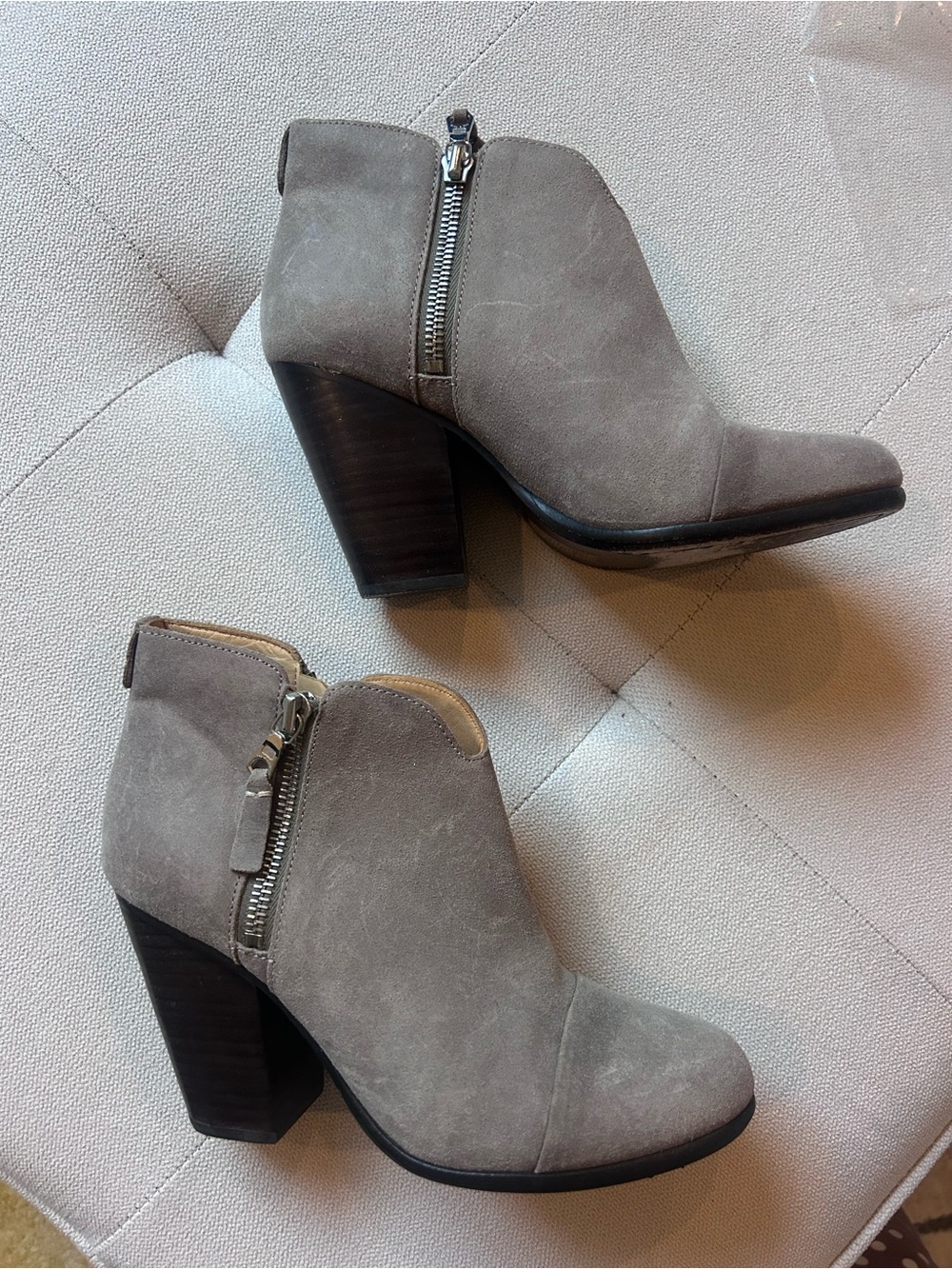 rag & bone Gray Suede Ankle Booties with Side Zip